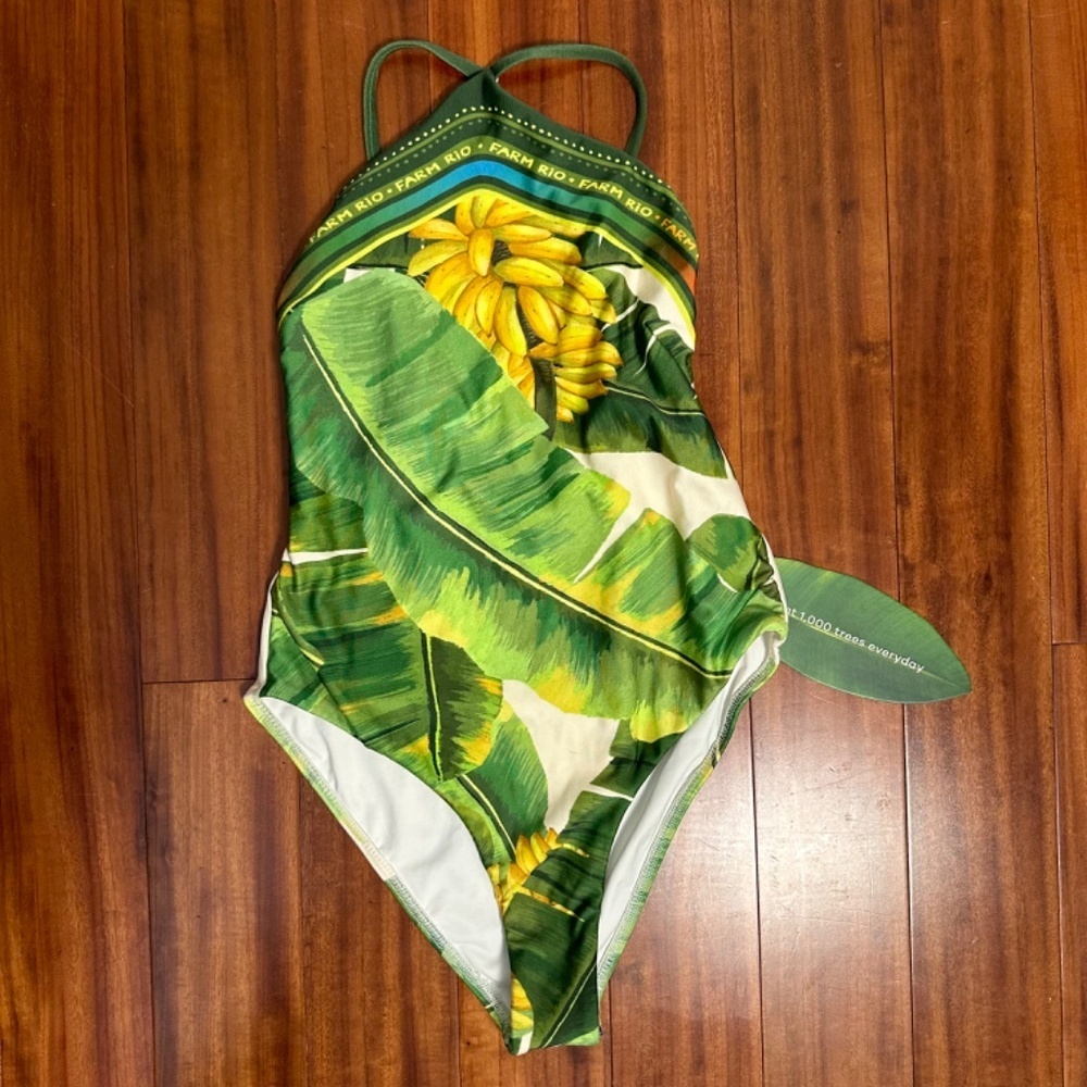 NWT ORG. $165 FARM Rio Fresh Forest One-Piece Swimsuit (sz S)